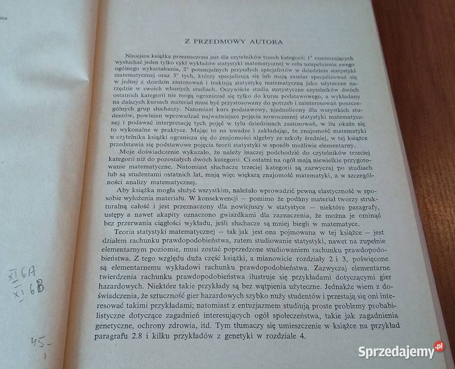 Zasady rachunku prawdopodobieństwa i statystyki Rok wydania 1969 Gdańsk
