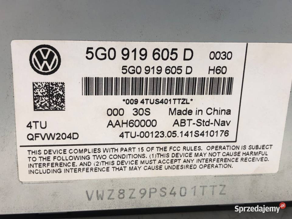 RADIO VW GOLF VII 5G0919605D ODTWARZACZ