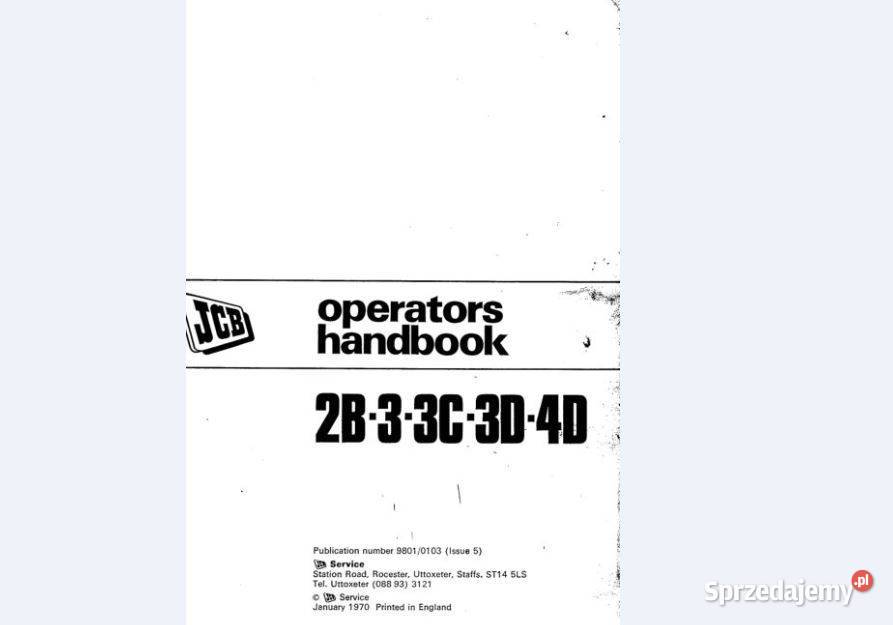 JCB 2B 3 3C 3D 4D MK2MK1 instrukcja obsługi DTR świętokrzyskie Kielce sprzedam
