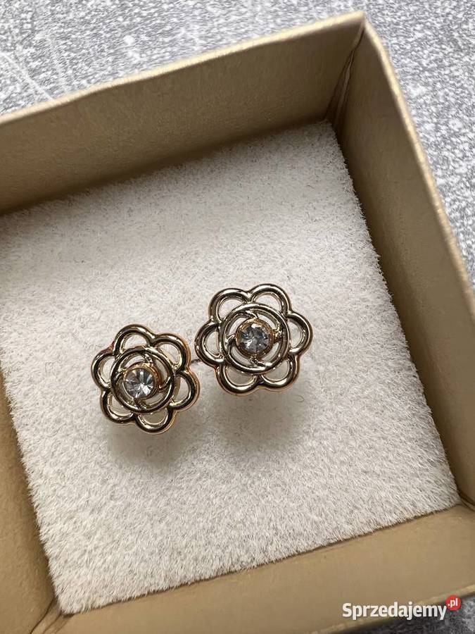 Kolczyki złote z diamentem kwiatek kwiat kwiatki Kolczyki Jasło