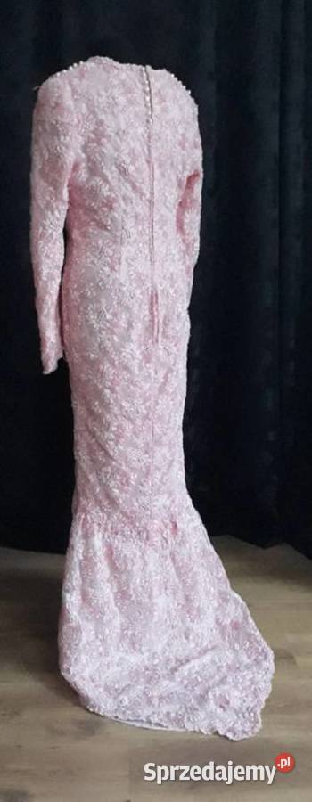 różowa koronkowa vintage koronkowa sukienka M śląskie Sosnowiec