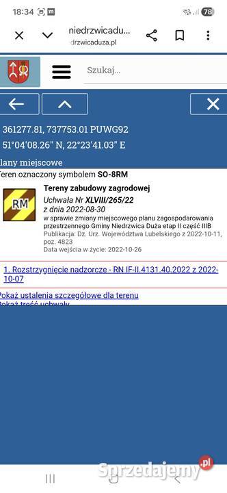 Działka SobieszczanyKolonia 2354m2 Lublin