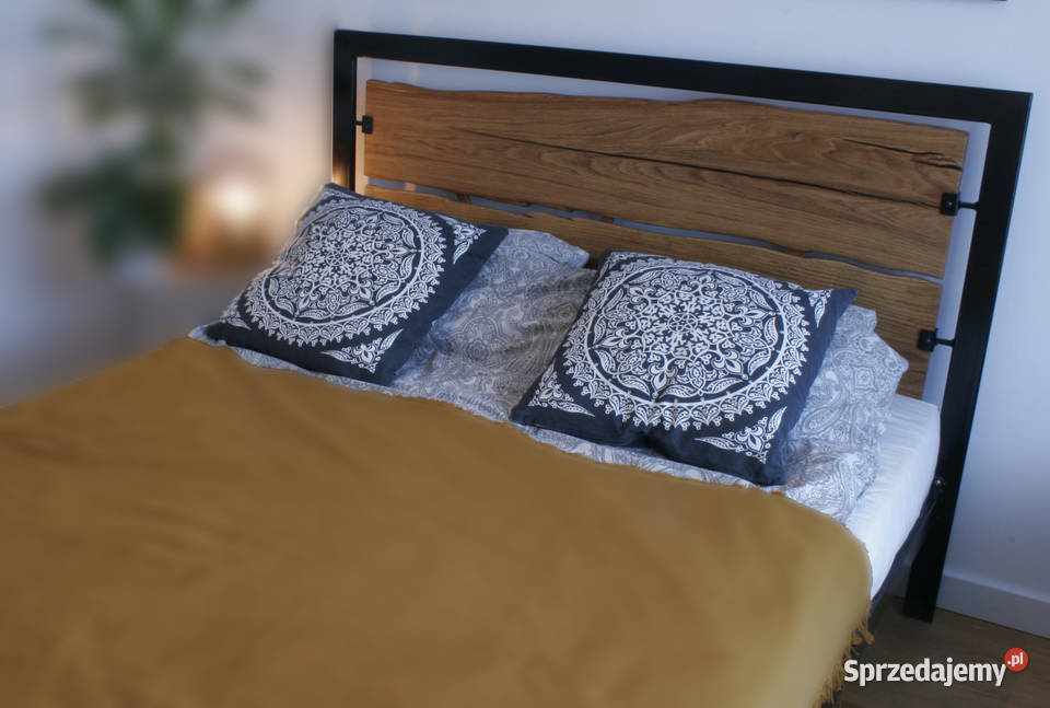 Łóżko drewno dębowe i metalowa rama ARTstyle Warszawa
