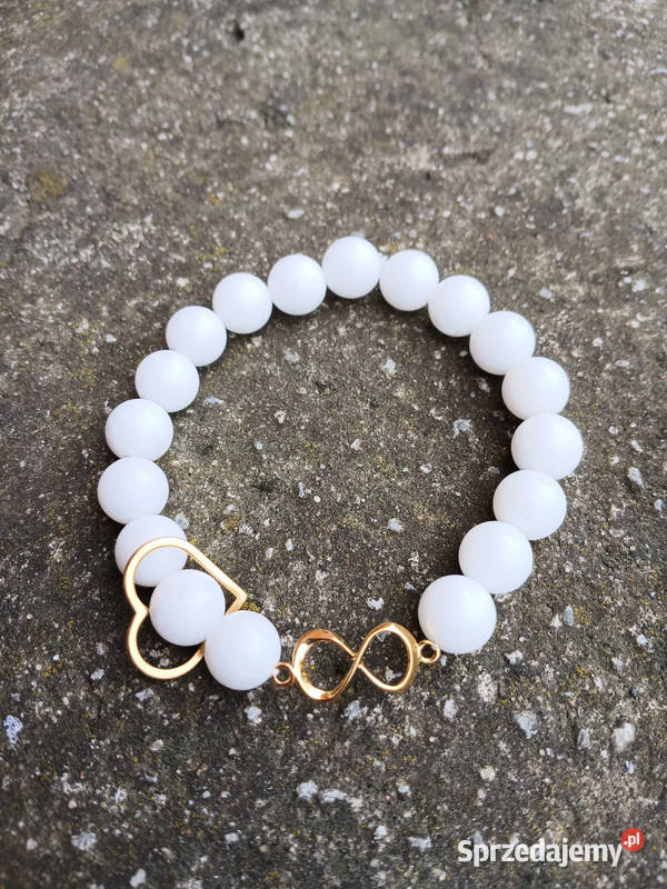 Bransoletka damska z Agatu białego serce i Kielce sprzedam