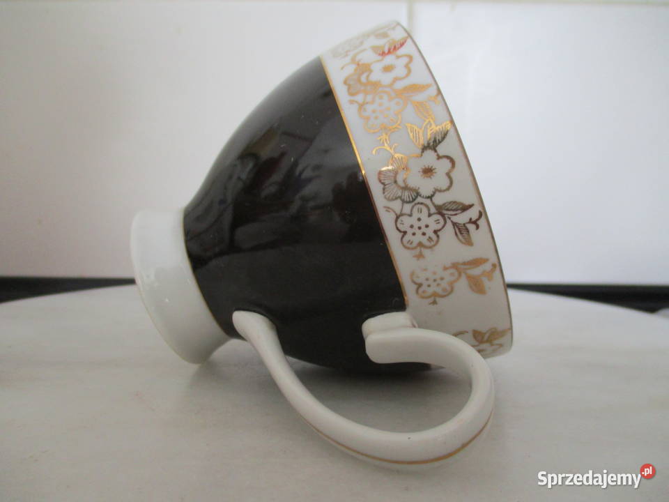 Filiżanka czarno biała Chodzież lata 60 PRL Nieporęt