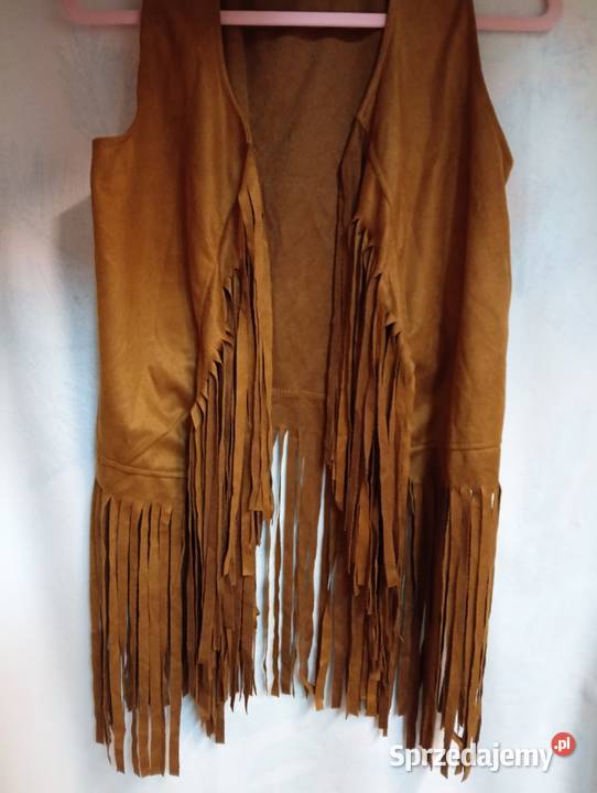 38M Brązowa kamizelka kowbojska z frędzlami Nowa brązowy/beżowy Kraków sprzedam