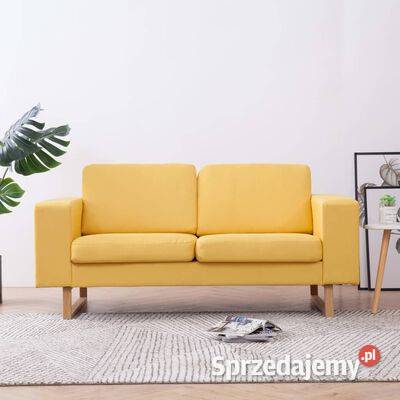 vidaXL Sofa 2osobowa tapicerowana tkaniną żółta mazowieckie Warszawa