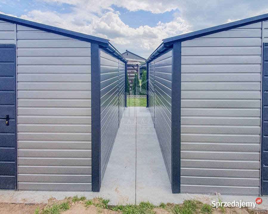Garaż Blaszany 7x6m Brama Uchylna Drzwi Okno Krynica-Zdrój