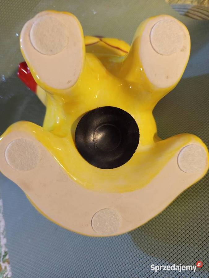 Urocz ceramiczna skarbonka Żółty Lew z gumową Warszawa