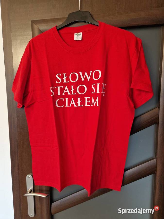 tshirt czerwony A słowo ciałem sie stało XL Tłuszcz