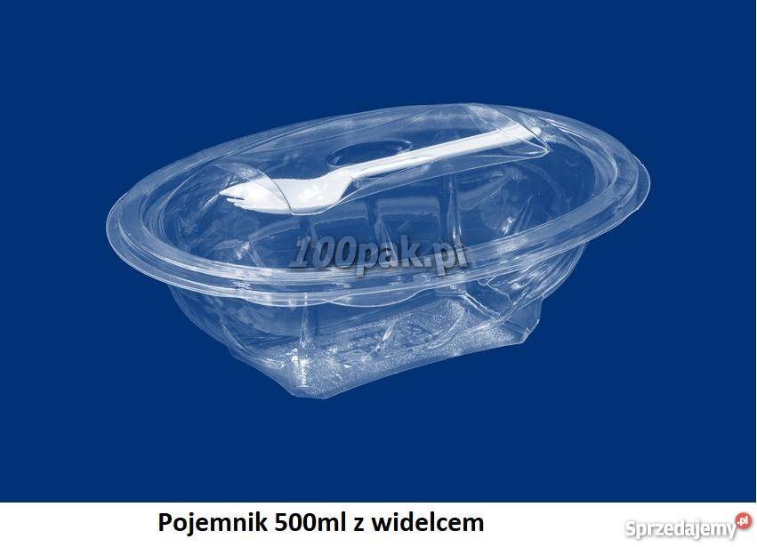 Pojemnik jednorazowy 500ml PETTR z widelcem Lublin