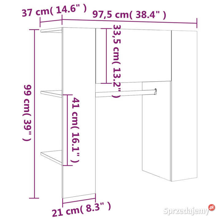 Szafka do przedpokoju szary dąb sonoma 975x37x99