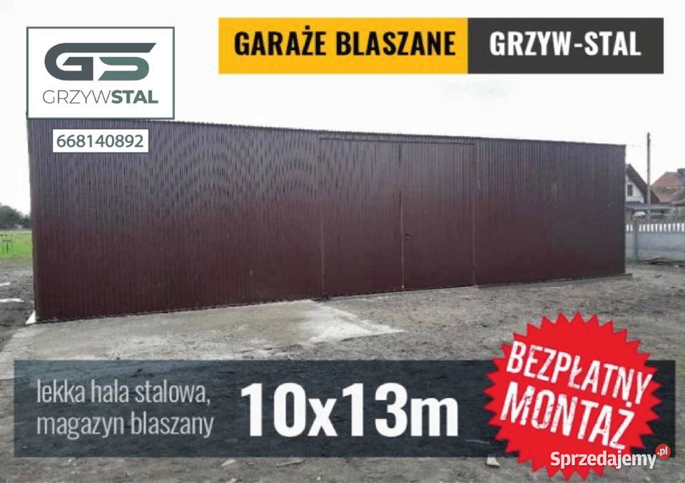 Garaż Blaszany 13x10m Hala Magazynowa Schowek 345zł/m2 podlaskie