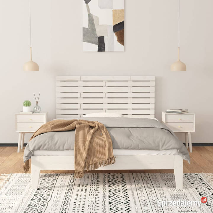 Wezgłowie łóżka białe 126x3x63 lite drewno Warszawa