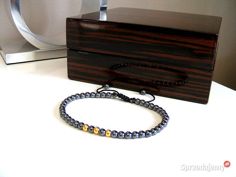 Bransoletka Wojownika 18k złoto hematyt stalowy Zgierz