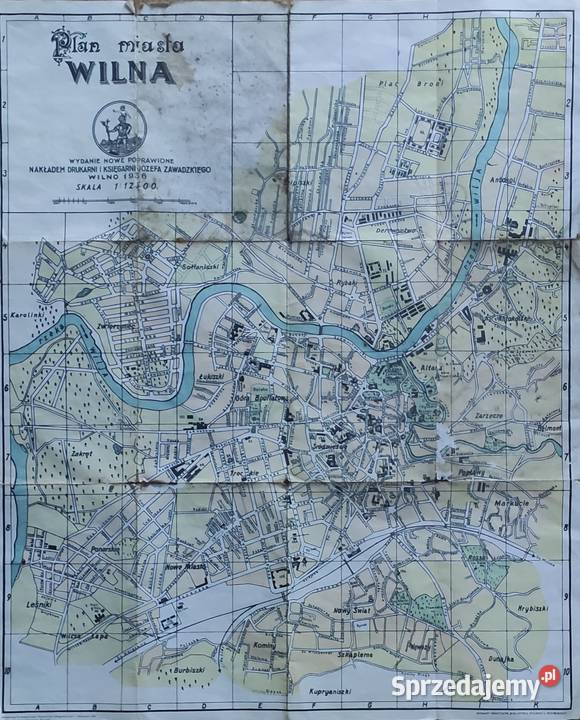 Plan mapa Wilna Wilno 1936r