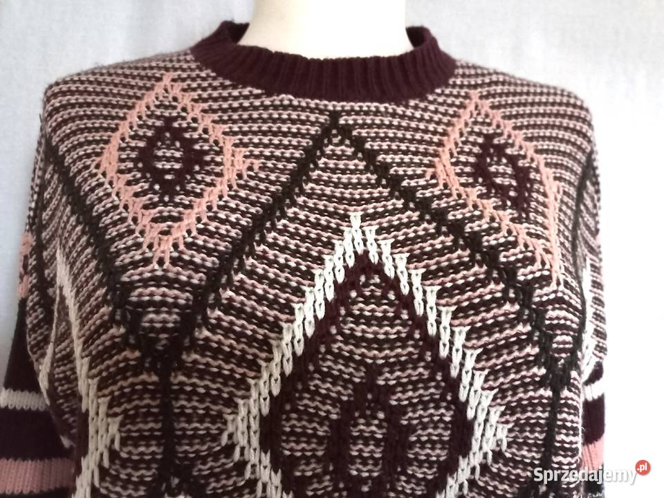 Sweter damski Wzór r 38 bordowy CA ozdobne kolorowy Białystok sprzedam
