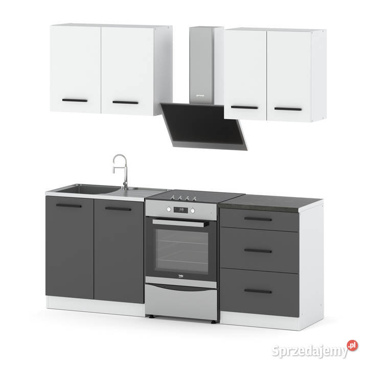 Meble Kuchenne Biało Szare Mat Nowoczesne Zestaw Elbląg