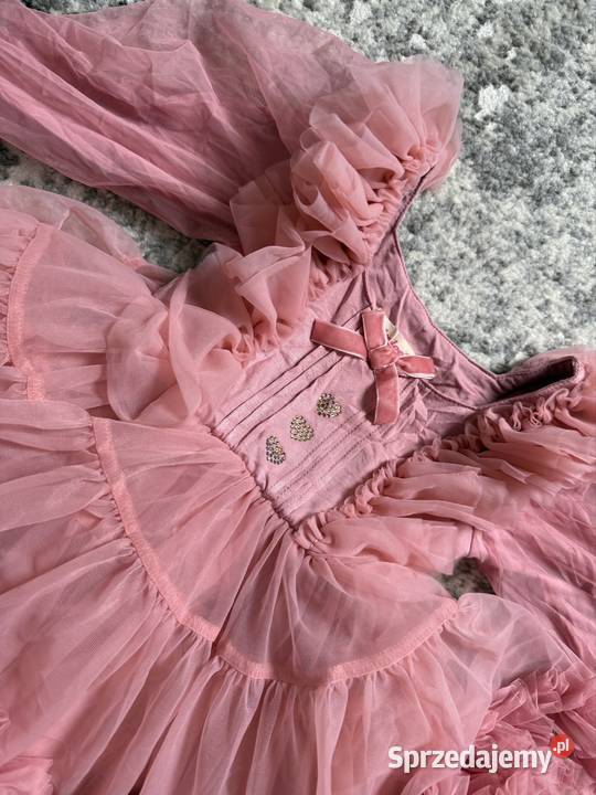 Sukienka tutu księżniczki pudrowy róż 8692 NOWA 12m+