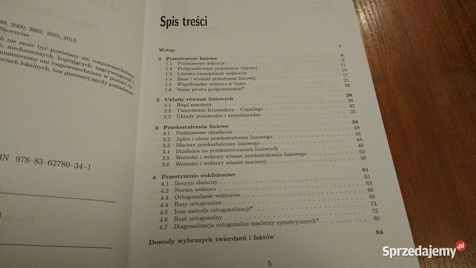 Algebra liniowa Definicje twierdzenia wzory Książki i Podręczniki pomorskie sprzedam