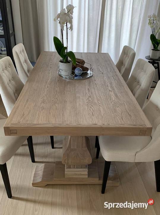 Stół dębowy rozkładany na dwóch masywnych nogach 200cm Łódź