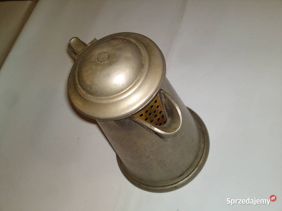 Przedwojenny stary dzbanek metalowy stalowy Wrocław