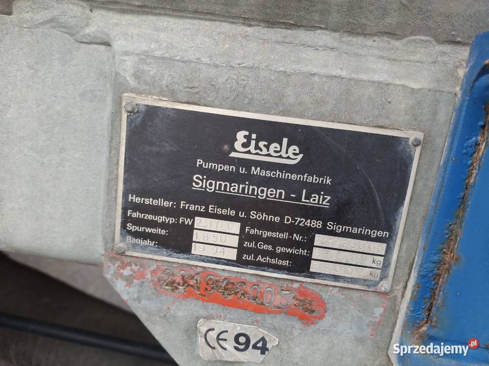 Eisele 23160 Cysterna Beczka Naczepa Do pomorskie Sierakowice