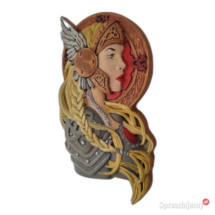 Płaskorzeźba Nordic Valkiria Ręcznie Malowana Malechowo