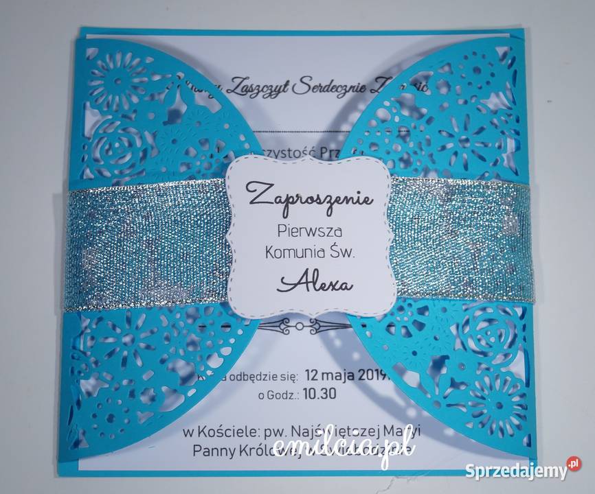 Zaproszenia ażurowe Koperta Ślub emilcia Kartki okolicznościowe Zielona Góra