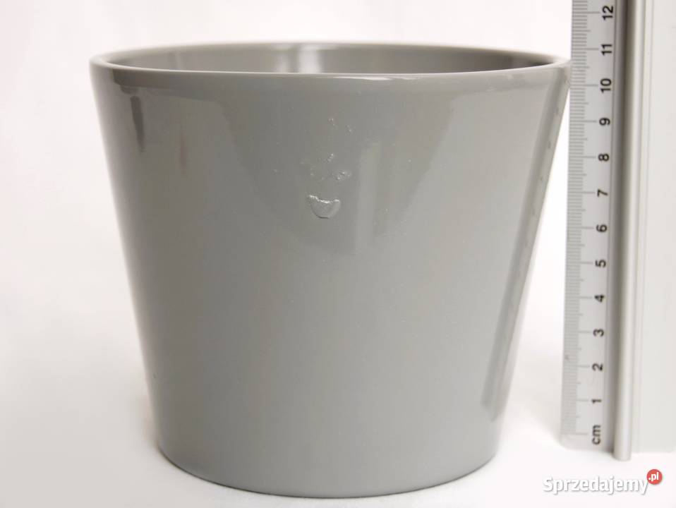 Doniczka osłonka ceramiczna szara gładka śr 13 Lublin