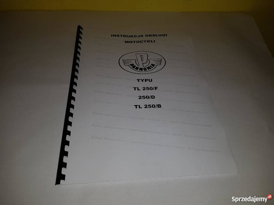 Ksiażka instrukcja obsługi Pannonia TL 250F 250D mazowieckie Garwolin