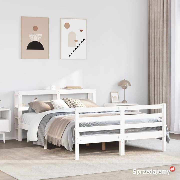 Rama łóżka bez materaca biała lite drewno 82cm mazowieckie Warszawa