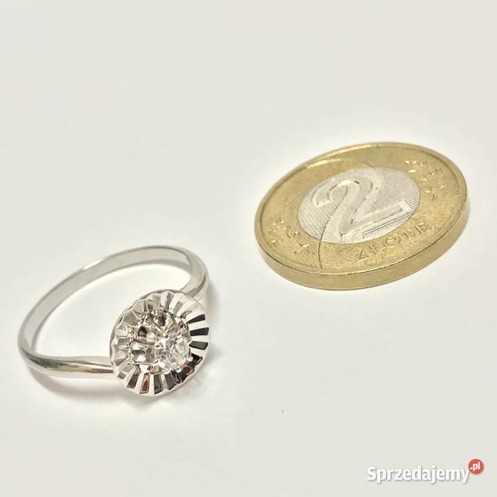 Złoty PIERŚCIONEK 18K cudowny KAMIEŃ piękny r14