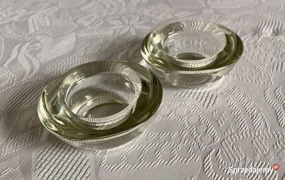 Para szklanych świeczników vintage na tealighty Warszawa