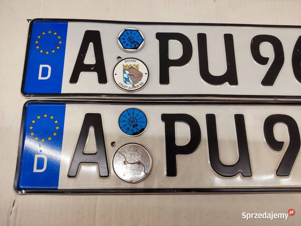 Tablica rejestracyjna Niemcy 2 sztuki APU963 Głuchołazy