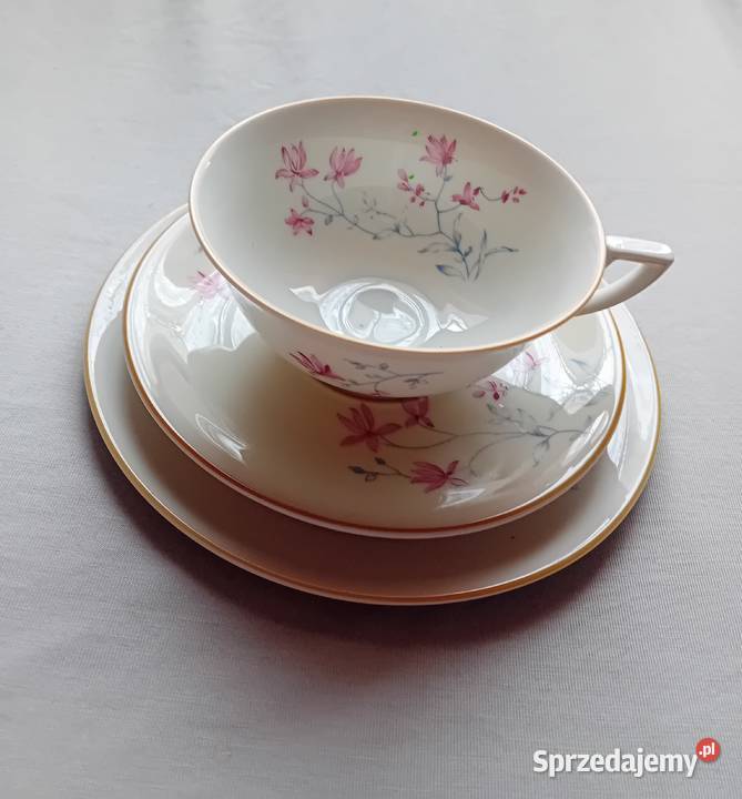 Trio śniadaniowe Koeniglich pr Tettau sygnatura Porcelana i szkło Koźminek sprzedam
