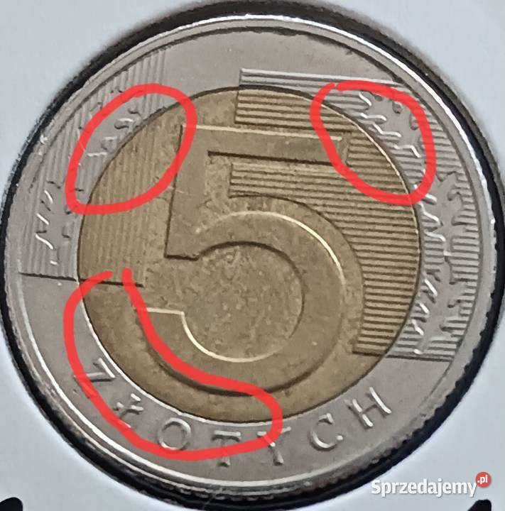 5 Złotych 2016 r Błędy mennicy 1