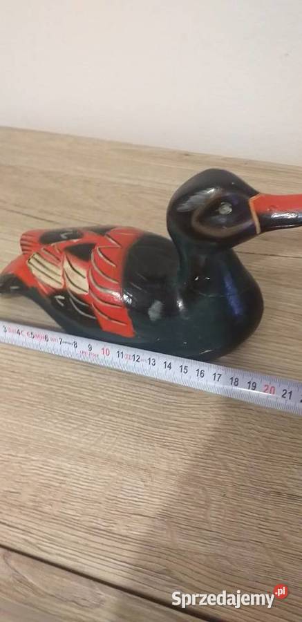 Drewniana kaczka Porcelana i szkło łódzkie Przedbórz