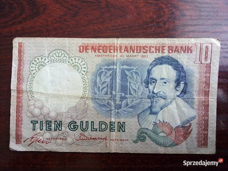 Banknot 10 guldenów Holandia mazowieckie Płońsk