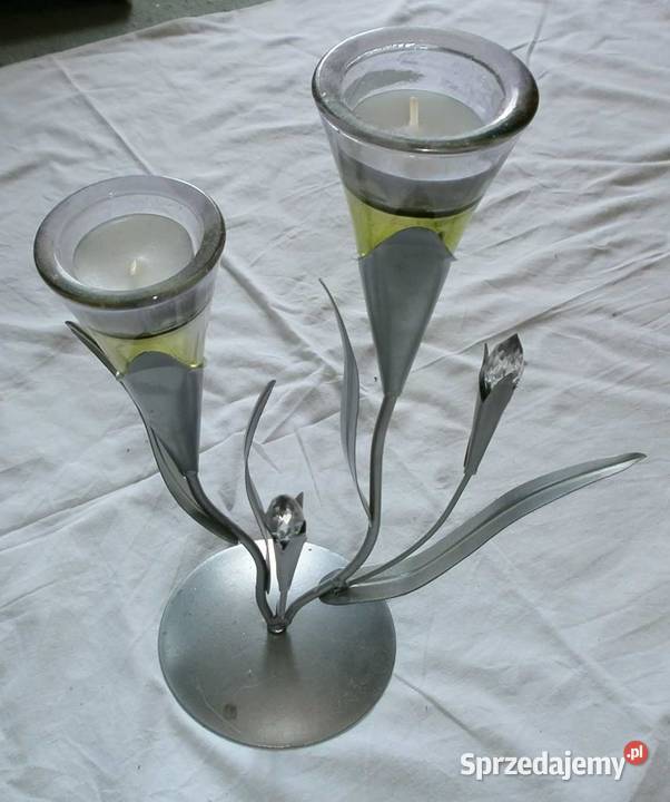 Szkło w Metalu Świecznik ozdobny Liście 2 Kraków sprzedam