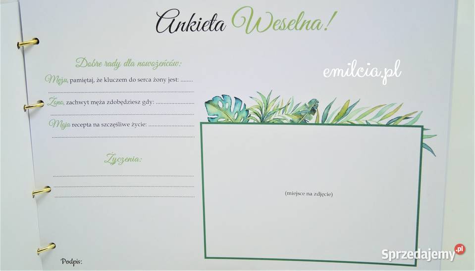 Księga Gości Weselnych Ankiety Pozostałe Zielona Góra
