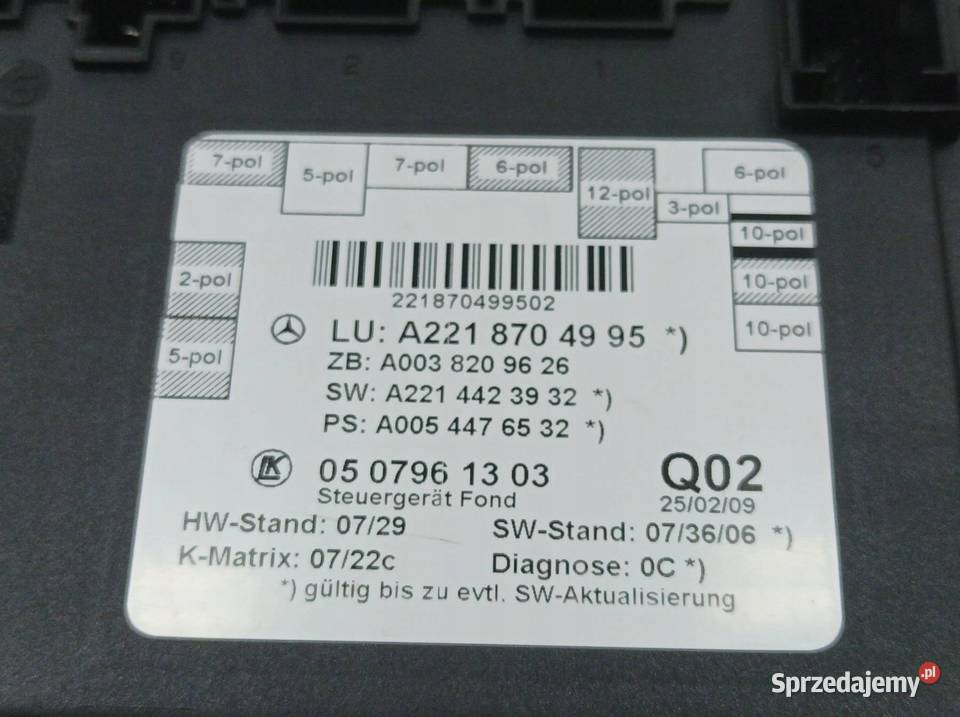 MODUŁ A2218704995 MercedesBenz Sklasa V 20052013 świętokrzyskie