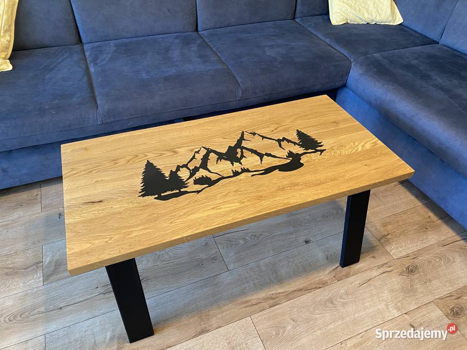 Stół kawowy dębowy z żywicą epoksydową