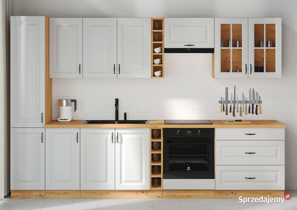 Meble kuchenne STILO BIAŁY FREZOWANY KORPUS DĄB Komplety mebli Lublin