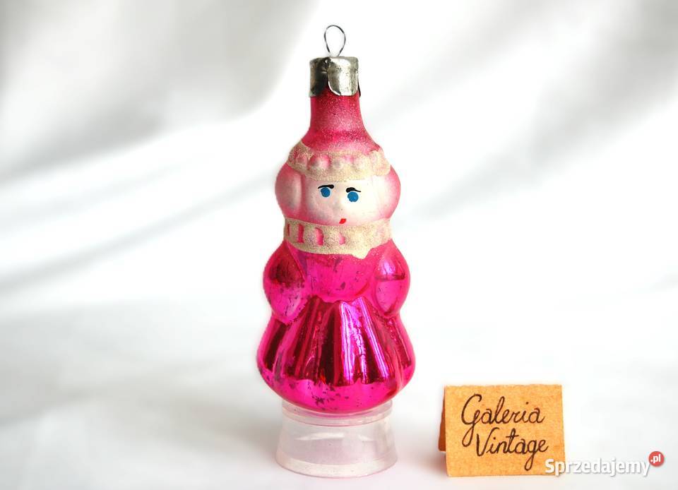Stara bombka szklana ręcznie malowana śnieżynka