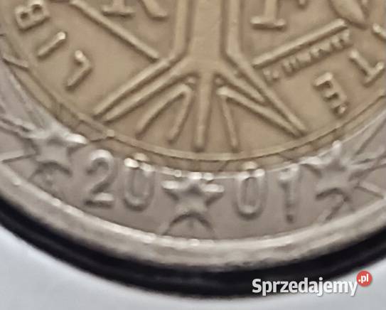 2 Euro Francja 2001 r przesunięcie stempla Konin