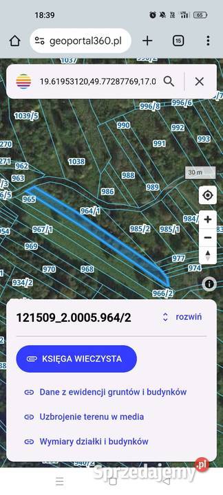 Działka Zembrzyce 1224m2 małopolskie