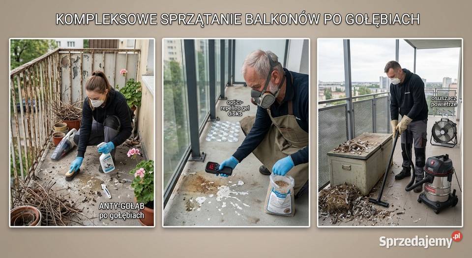 Balkon taras gołębie czyszczenie dezynfekcja Wrocław