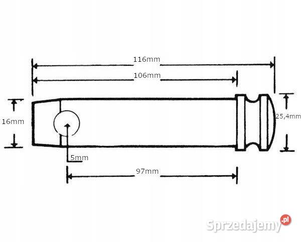 Sworzeń bolec standardowy 16 x 97 mm Pozostałe Kamionna