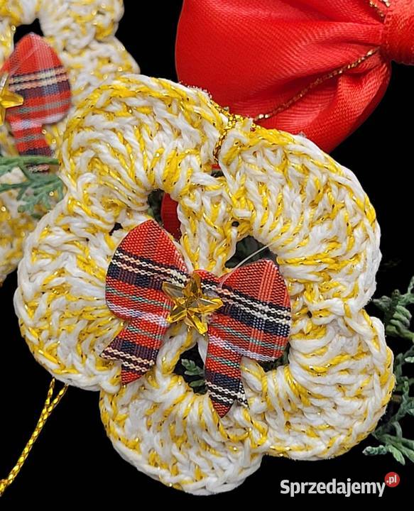 Zawieszki choinkowe kwiatuszki 3 Boże Narodzenie małopolskie Krzywaczka